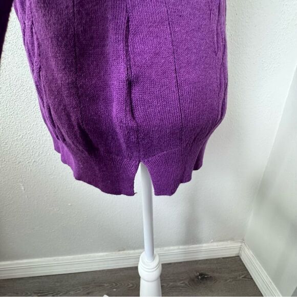 Isaac Mizrahi Live Purple Sweater Cable Knit Gemstone QVC Cardigan Size Small - Picture 7 of 15